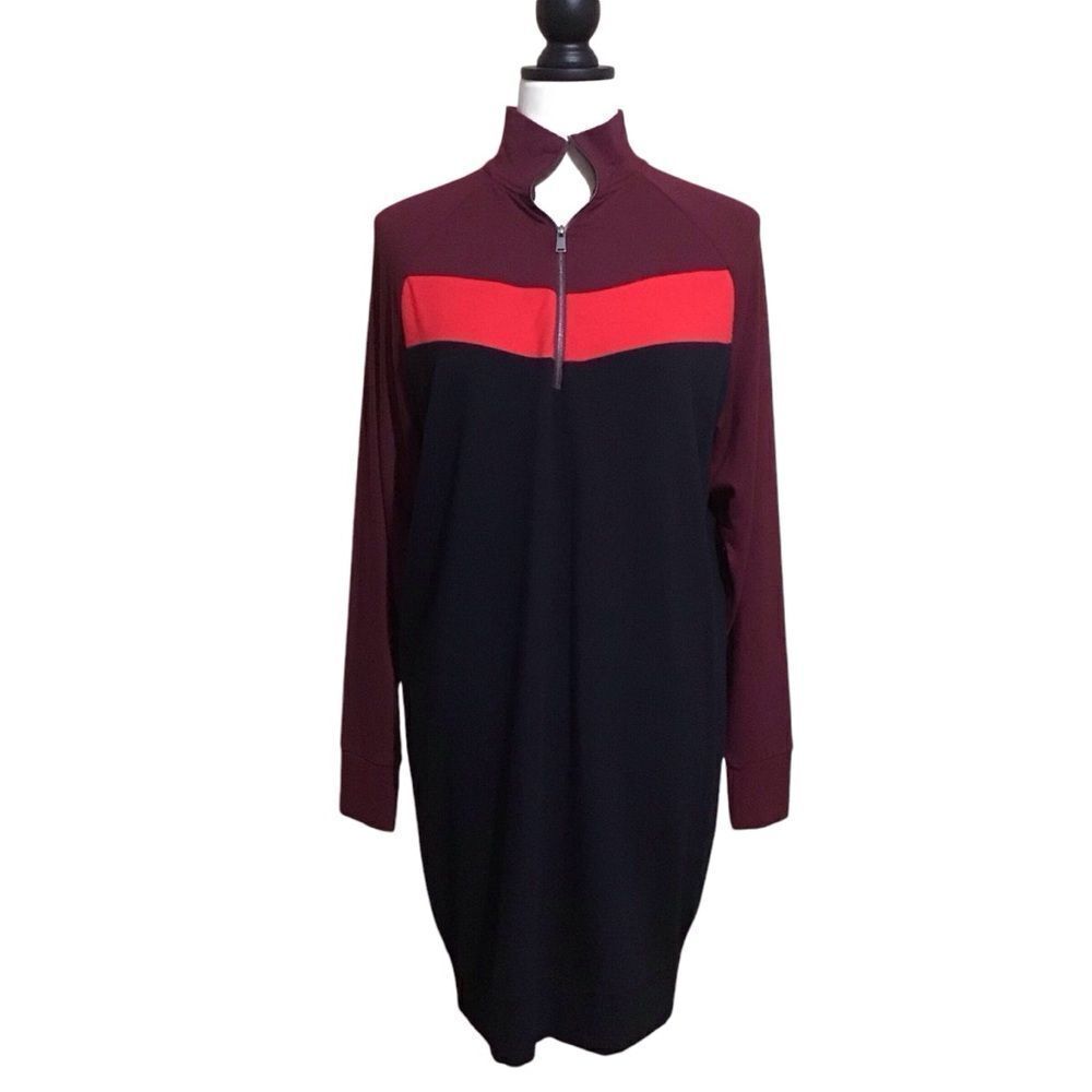 Express Burgundy and Red Long Sleeve Dress